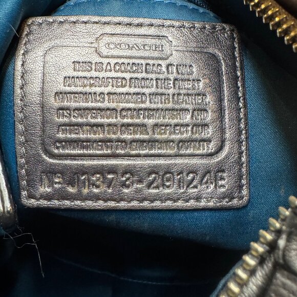 Coach Signature Hobo Bag Gray Pewter Canvas & Leather Hangtag Model J1373-29124E - Picture 11 of 12